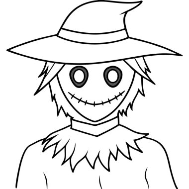 Gülümseyen bir cadının çizgi film karakterinin vektör çizimi.