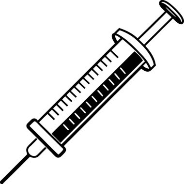 Şırınga ikonu. Basit vektör illüstrasyonu. Aşı sembolü