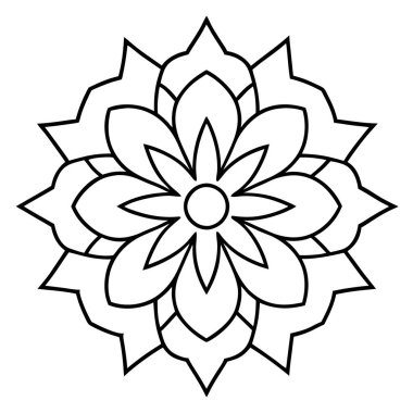 Çiçek mandala. Klasik dekoratif elementler. Oryantal desen, vektör çizimi. İslam, Hindistan, Hindistan, Fas, İspanya, Türkiye, Pakistan, Çin