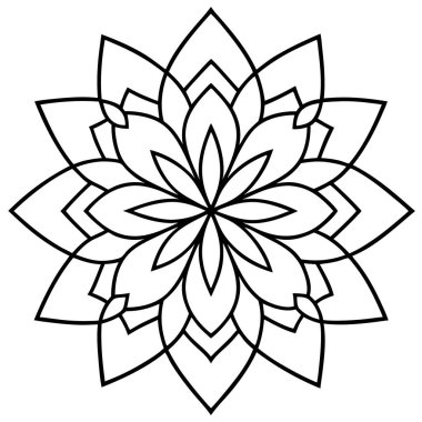 Beyaz arka planda siyah mandala. Karalama çiçek deseni. vektör illüstrasyonu.