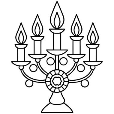 Mum ile yanan mum, mum yanan mum, çizgi simgesi, vektör illüstrasyonu