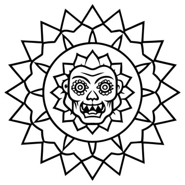 Güneşin kafatasıyla beyaz bir arkaplanın vektör çizimi