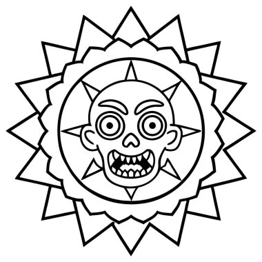 Kafatası ile güneşin siyah ve beyaz ikonu