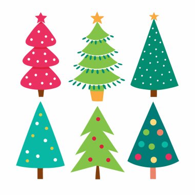 Noel ağacı seti. Düz stil. vektör
