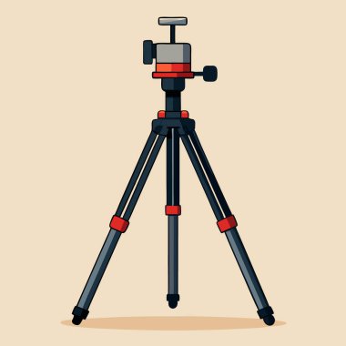 Tripod ekipman vektör ikonu. Tripod ekipmanlarının izole edilmiş bir çizgi film çizimi. çizgi film illüstrasyonu.