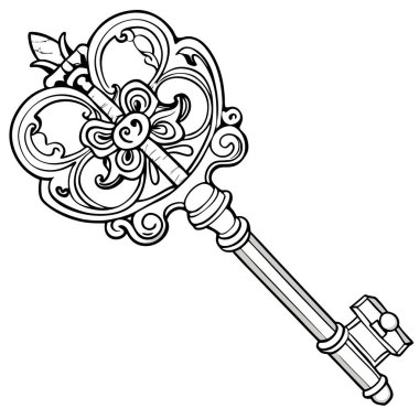 Çizgi film klasik kapı anahtarının vektör çizimi