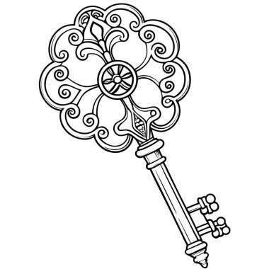 vektör, karikatür ortaçağ ahşap kapı beyaz zemin üzerinde