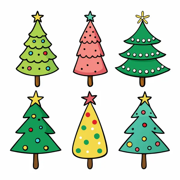 Noel ağacı seti. Yıldızlı Noel ağacı. vektör