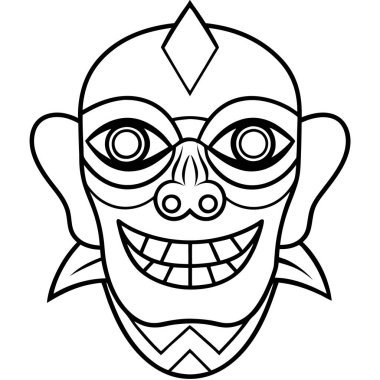 Renklendirme sayfası için komik maymunun siyah beyaz çizimi