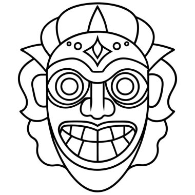 Kızgın bir yüzün siyah beyaz vektör çizimi