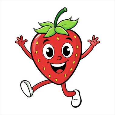 Çilek maskotu çizgi film karakteri çizimi