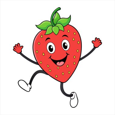 Mutlu yüzlü çilek. vektör illüstrasyonu.