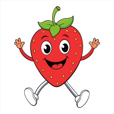 Mutlu çilek çizgi film karakteri çizimi