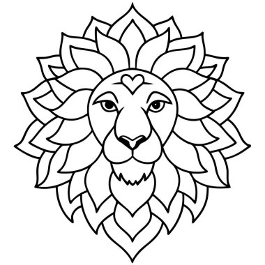 Mandala çiçekli aslan. boyama kitabı sayfası.