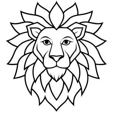 Aslan başı, vektör çizimi, yetişkinler için boyama kitabı