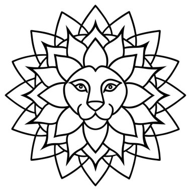 Çiçek şeklinde bir aslanın vektör illüstrasyonu.