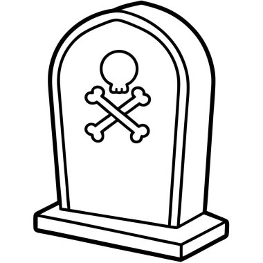 Mezar ikonu. Beyaz arkaplanda izole edilmiş web tasarımı için mezar vektör simgesinin özet çizimi
