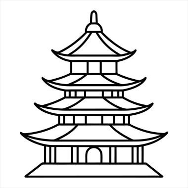 Çin tapınağı ikonunun vektör çizimi