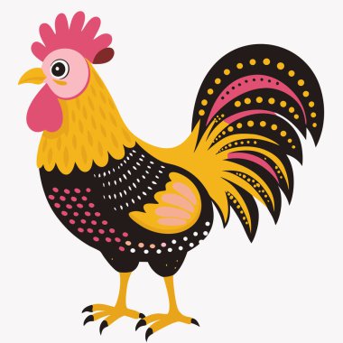 Renkli tüylü horoz