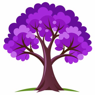ağaç mor vektör çizimi beyaz arkaplanda izole edildi