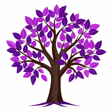 beyaz arkaplanda mor ağaç