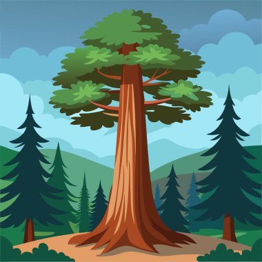 Orman manzarası, illüstrasyon, beyaz arkaplan üzerindeki vektör.