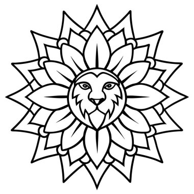 Aslan çiçeği mandala. boyama kitabı