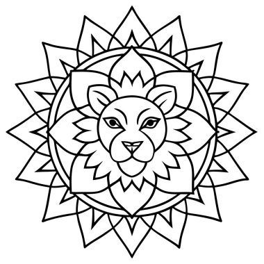 aslan mandala izole vektör tasarımı