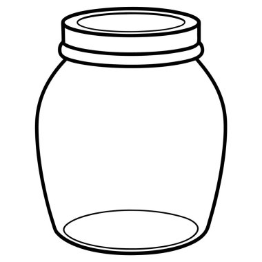 Reçel ikonlu kavanoz. Beyaz arkaplanda izole edilmiş web tasarımı için reçel vektör simgesi olan kavanozun özet çizimi