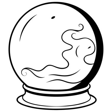 Elle çizilmiş cam bir top ve gelecek sembolü. Vektör çizimi. beyaz üzerine izole.