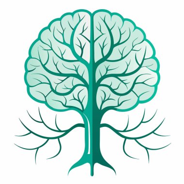 İş için vektör logosu tasarımı şablonu. Yeşil yapraklı beyin.