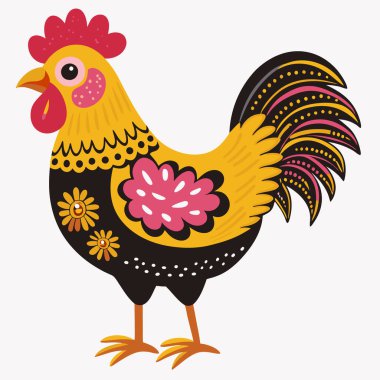 Horoz ve tavuk simgesi, düz stil