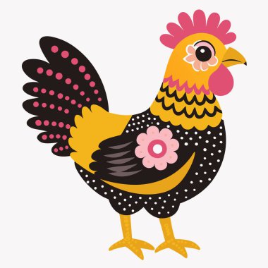 beyaz üzerinde çizgi film horoz vektör illüstrasyonu