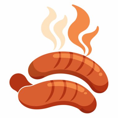 Beyaz arka planda sıcak sosis, illüstrasyon, vektör.