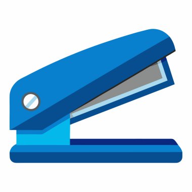 Mavi zımba simgesi düz vektör. Ofis