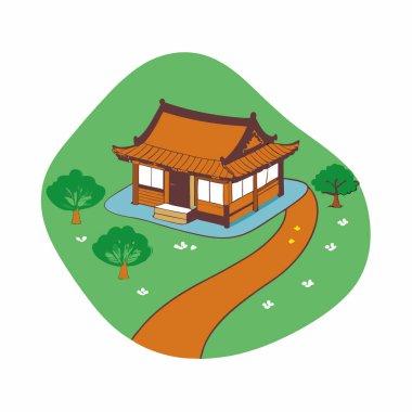 Japon evi ve ağaç simgesi.