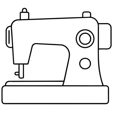 Dikiş makinesi simgesi. Beyaz arkaplanda izole edilmiş web tasarımı için ana hatlı dikiş makinesi vektör simgesi