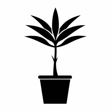 Saksıda bitki, siluet tarzı.