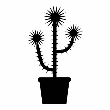 Siyah tencereli kaktüs, vektör illüstrasyonu