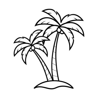 Palmiye ağacı tropik ikon vektör illüstrasyon tasarımı