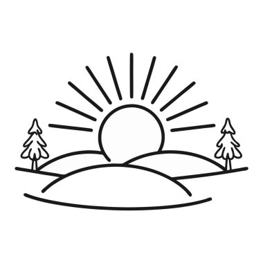 güneş ve ağaçlar ikon vektör illüstrasyon tasarımı