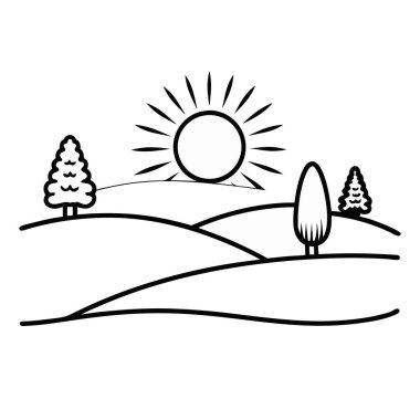 Orman manzarası doğa ikonu vektör illüstrasyon tasarımı