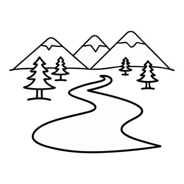 Siyah çizgili bir orman yolunun vektör çizimi