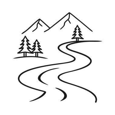 Orman Ağaçları Orman Doğa simgesi beyaz bir arka planda ana hatlarıyla