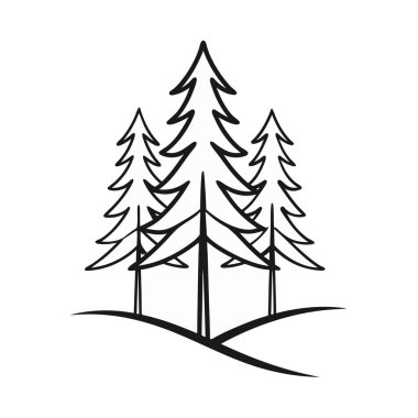 Ağaç ormanı doğası orman silueti vektör çizimi