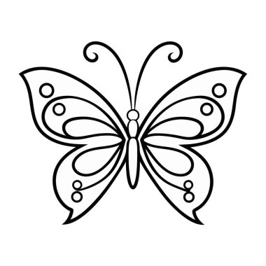 Siyah ve beyaz kelebek vektörü. Kelebek.