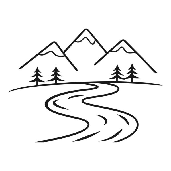 mountain landscape icon, simple style