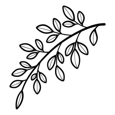 Kara yapraklı el çizimi dal