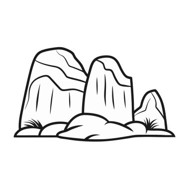 vektör kaya dağı beyaza izole edildi