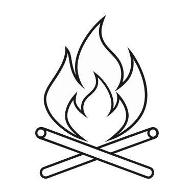 Kamp ateşi ikonu, taslak tarzı